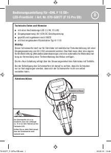 Bruksanvisning Fuxon F-15 PRO EB Cykellampa