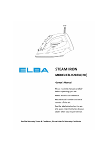 Bruksanvisning Elba ESI-H2023C(RD) Strykjärn
