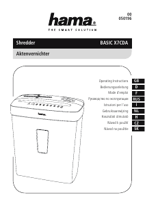 Manual Hama Basic X7CDA Paper Shredder