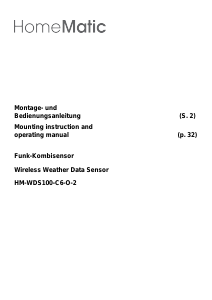 Bedienungsanleitung HomeMatic HM-WDS100-C6-O-2 Wetterstation