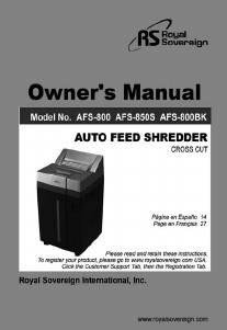 Manual Royal Sovereign AFS-850S Paper Shredder