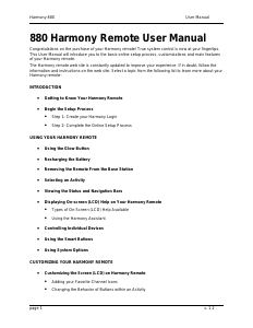 Handleiding Logitech Harmony 880 Afstandsbediening