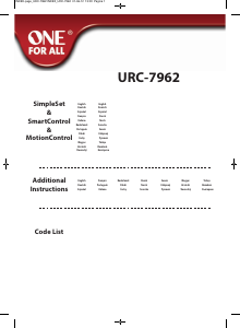Manuál One For All URC 7962 Smart Control Motion Dálkový ovladač
