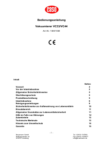 Manual Caso VC33 Vacuum Sealer