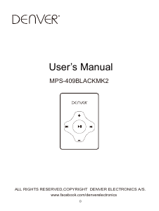 Instrukcja Denver MPS-409BLACKMK2 Odtwarzacz Mp3