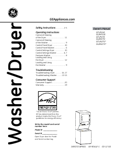 Manual de uso GE GTUP240EMWW Unitized Spacemaker Lavasecadora