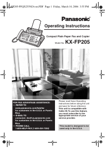 Manual Panasonic KX-FP205 Fax Machine