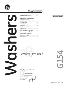 Manual de uso GE GCWP1805DCC Lavadora