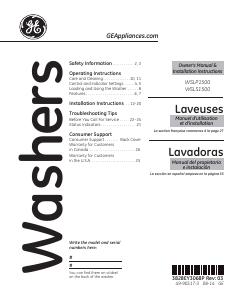 Mode d’emploi GE WSLS1500HWW Lave-linge