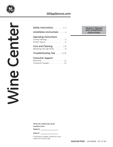 Manual de uso GE GWS04HAESS Vinoteca