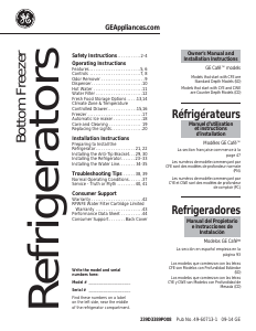 Mode d’emploi GE CYE22TSHSS Cafe Réfrigérateur combiné