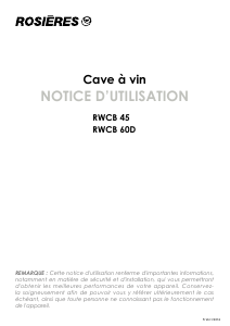Mode d’emploi Rosières RWCB 45 Cave à vin