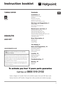 Bruksanvisning Hotpoint AQC9 BF7 E1 (UK) Torktumlare