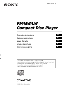 Manuale Sony CDX-GT100 Autoradio