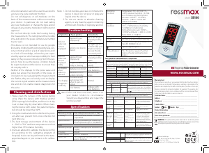 Mode d’emploi Rossmax SB100 Oxymètre de pouls