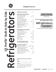 Mode d’emploi GE PSB48YSHSS Profile Réfrigérateur combiné