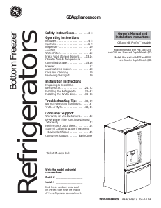 Mode d’emploi GE PWE23KMDES Profile Réfrigérateur combiné