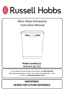 Manual Russell Hobbs RHDW3B Dishwasher