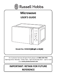 Bruksanvisning Russell Hobbs RHM2076B Mikrovågsugn