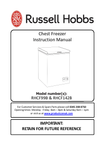 Bruksanvisning Russell Hobbs RHCF142B Frys