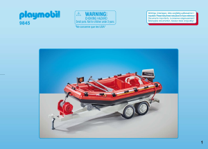 Mode d’emploi Playmobil set 9845 Rescue Bateau de pompier et remorque