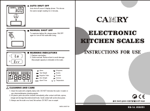 Handleiding Camry EK3052 Keukenweegschaal