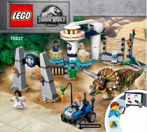 Vadovas Lego set 75937 Jurassic World Triceratopso siautėjimas