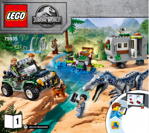 Handleiding Lego set 75935 Jurassic World Confrontatie met Baryonyx: de schattenjacht