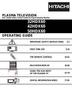 Manual Hitachi 50HDX60 Plasma Television