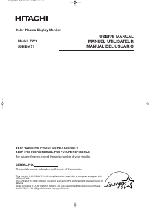 Manual Hitachi 55HDM71 Plasma Monitor