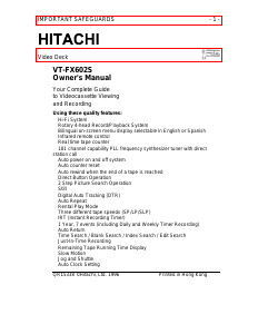 Handleiding Hitachi VT-FX602S Videorecorder