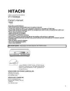 Handleiding Hitachi VT-FX6402A Videorecorder