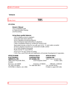 Handleiding Hitachi VT-F372A Videorecorder