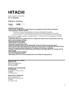 Handleiding Hitachi VT-FX633A Videorecorder