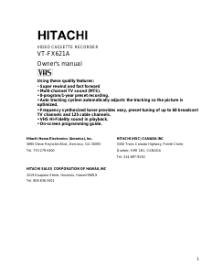 Handleiding Hitachi VT-FX621A Videorecorder