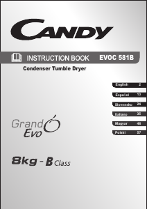 Manuale Candy EVOC 581NB-S Asciugatrice