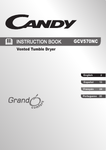 Manual Candy GCV 570NC-S Máquina de secar roupa