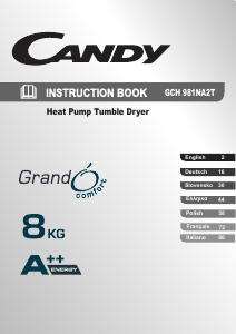 Manual Candy GCH 981NA2T-S Dryer
