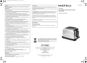 Bruksanvisning Matsui M02TSS09 Brödrost