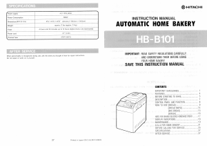 Manual Hitachi HBB101 Bread Maker