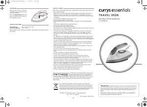 Handleiding Currys Essentials C10TIR10 Strijkijzer