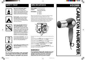 Handleiding Carlton HD2000 Haardroger