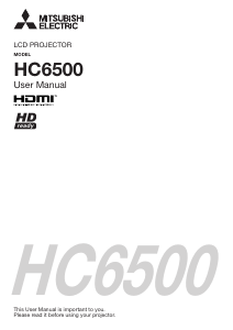 Bruksanvisning Mitsubishi HC6500 Projektor