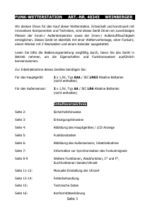 Bedienungsanleitung Weinberger 7090 Wetterstation