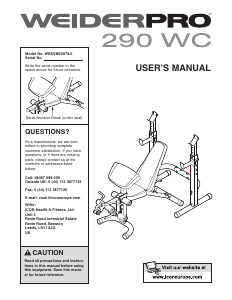 Bruksanvisning Weider Pro 290 WC Träningsmaskin