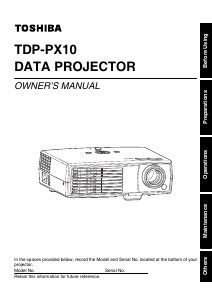 Manual Toshiba TDP-PX10 Projector