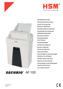 Руководство HSM Securio AF100 Шреддер для бумаги