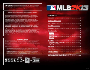 Manual Microsoft Xbox 360 Major League Baseball 2K13