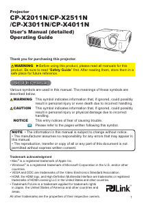 Manual Hitachi CP-X4011N Projector