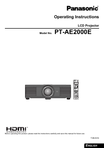 Manual Panasonic PT-AE2000E Projector